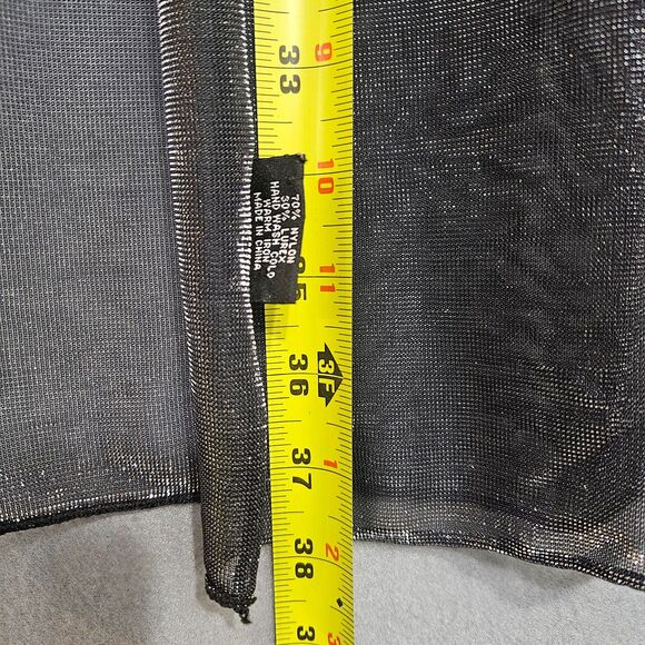 Cejon Liquid Mesh Satin Metalic Retagular Scarf Sheer Black and Silver 16X76" - Picture 4 of 5
